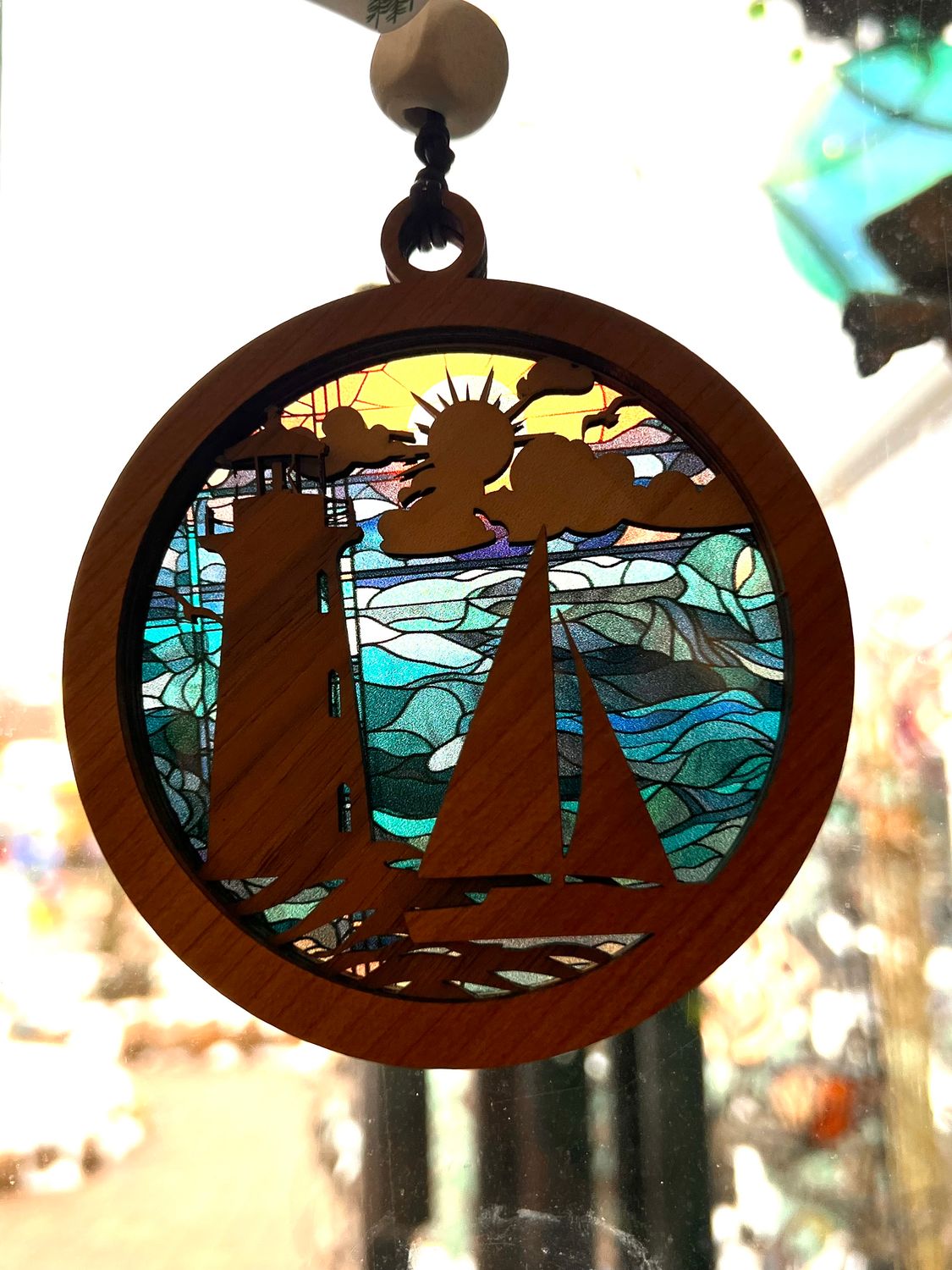 LARGE WOOD SUNCATCHER - LIGHTHOUSE