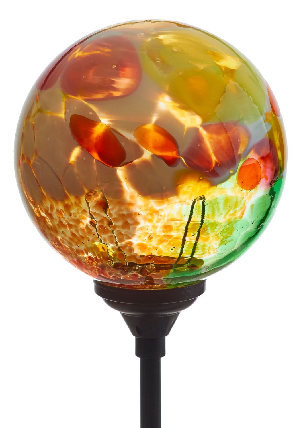 GLASS ORB SOLAR GARDEN STAKE - FAIRY BALL DESIGN, Color: FERN