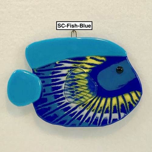 Fused Glass Fish Sun Catcher, Color: Blue
