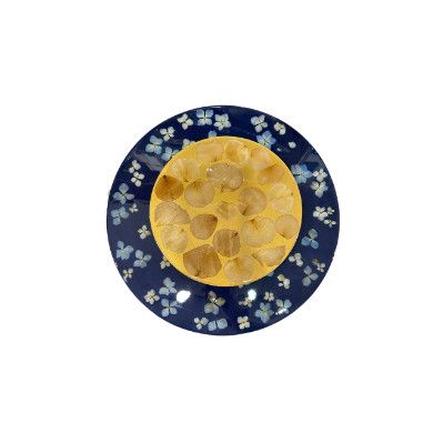Hand Pressed Flowers Lazy Susan - Medium 15&quot;, Color: Blue w/White
