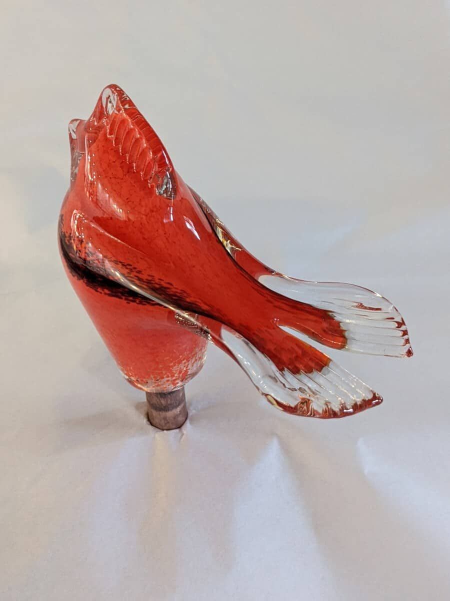 HAND SCULPTED GLASS GARDEN BIRD, Style: CARDINAL