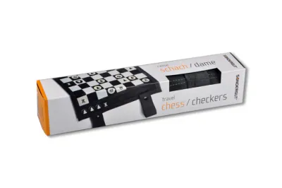 TRAVEL CHESS CHECKERS WITH LEATHER CASE