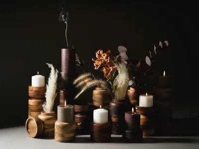 SMALL Wood Candle Holder Vase, Manchiche Wood