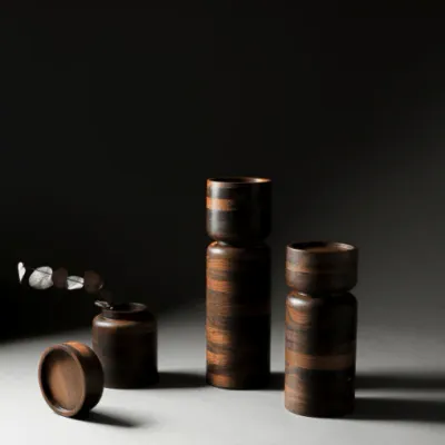 LARGE Wood Candle Holder Vase, Manchiche