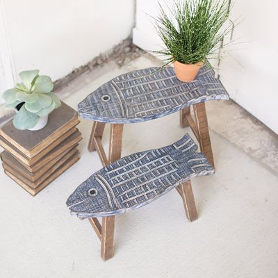 WOODEN FISH STOOL MEDIUM