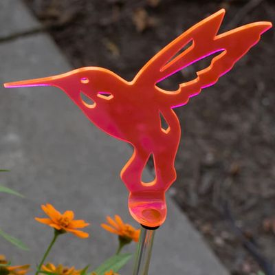 ACRYLIC HUMMINGBIRD STAKE - 18&quot; PINK