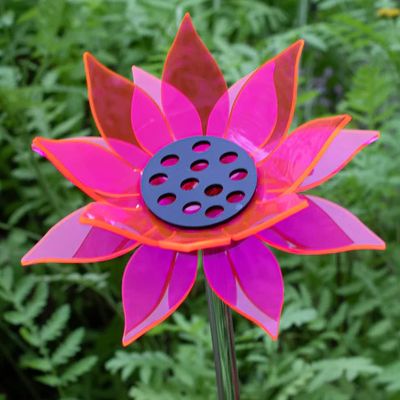 ACRYLIC SUNFLOWER GARDEN STAKE - 18&quot; PINK