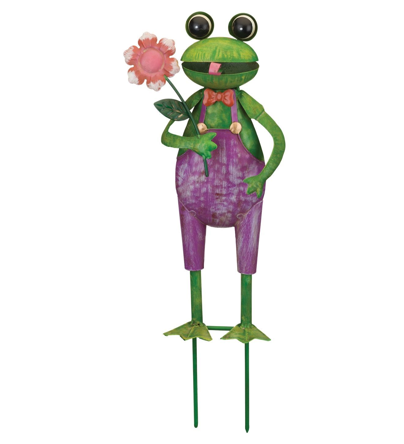 FROG W FLOWER GARDEN STAKE 15&quot; - PURPLE PANTS