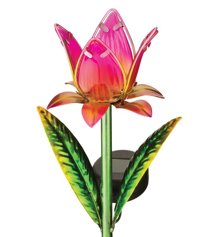 MIINI SOLAR GARDEN STAKE - PINK TULIP