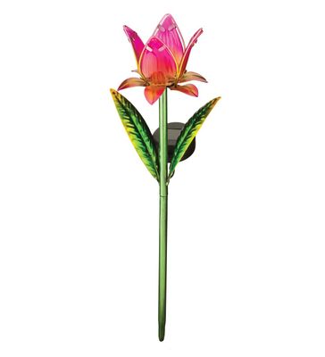 MINI SOLAR GARDEN STAKE - PINK TULIP