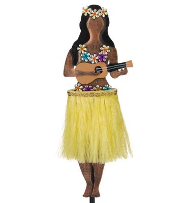 HULA GIRL SOLAR MOTION GARDEN STAKE - UKELELE