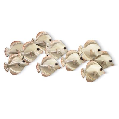 SCHOOL OF BRONZE COLORED TANGS (SS) METAL WALL SCULPTURE