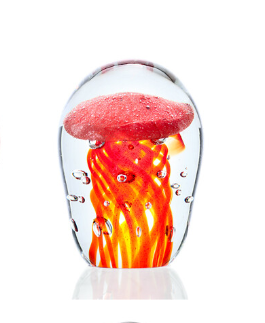 Art Glass Mini Jellyfish Paperweight Red- Glo