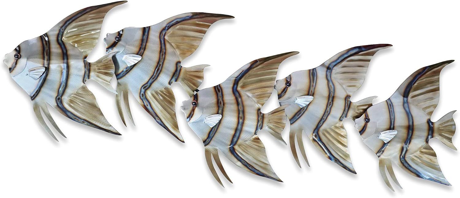 SCHOOL OF 5 ANGELFISH METAL WALL ART