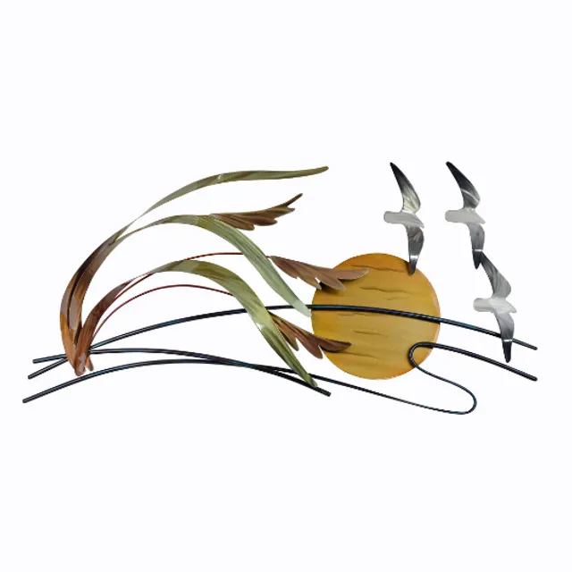 SEAGULLS AND SEA OATS METAL WALL SCULPTURE