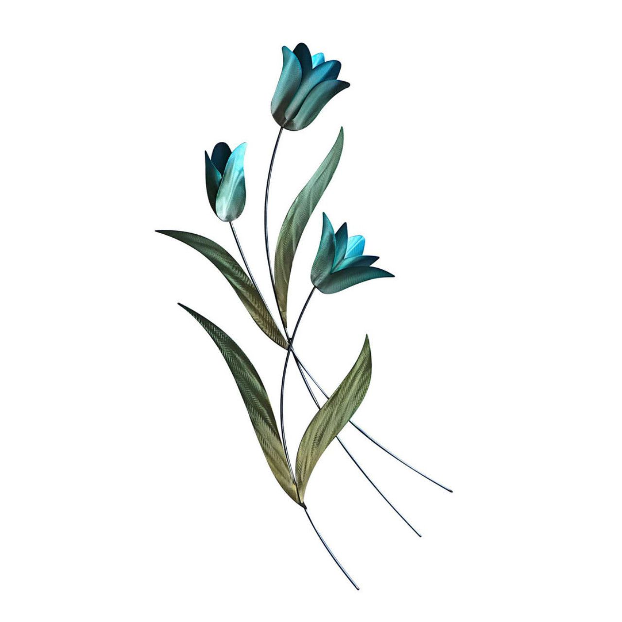 Blue Tulip Bouquet Metal Wall Art - Single Left