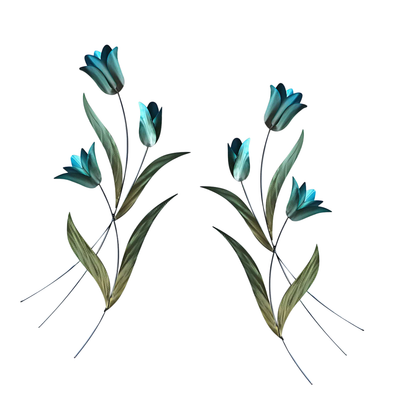BLUE TULIP BOUQUET METAL WALL ART - SINGLE RIGHT