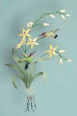 CW566 HUMMINGBIRD BRANCH MEDIUM (2 BIRDS) METAL WALL ART