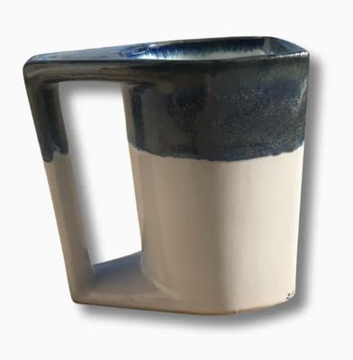 BLUE/WHITE GLAZED ARTISAN MUG (SNOW WHITE)