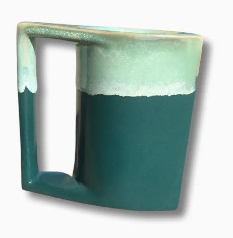 TEAL/SEAFOAM GLAZED ARTISAN MUGS (PEACOCK MELT)