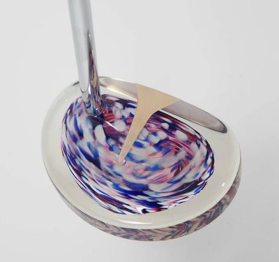 MALLET STYLE GLASS PUTTER - RED, WHITE &amp; BLUE RIGHT 37