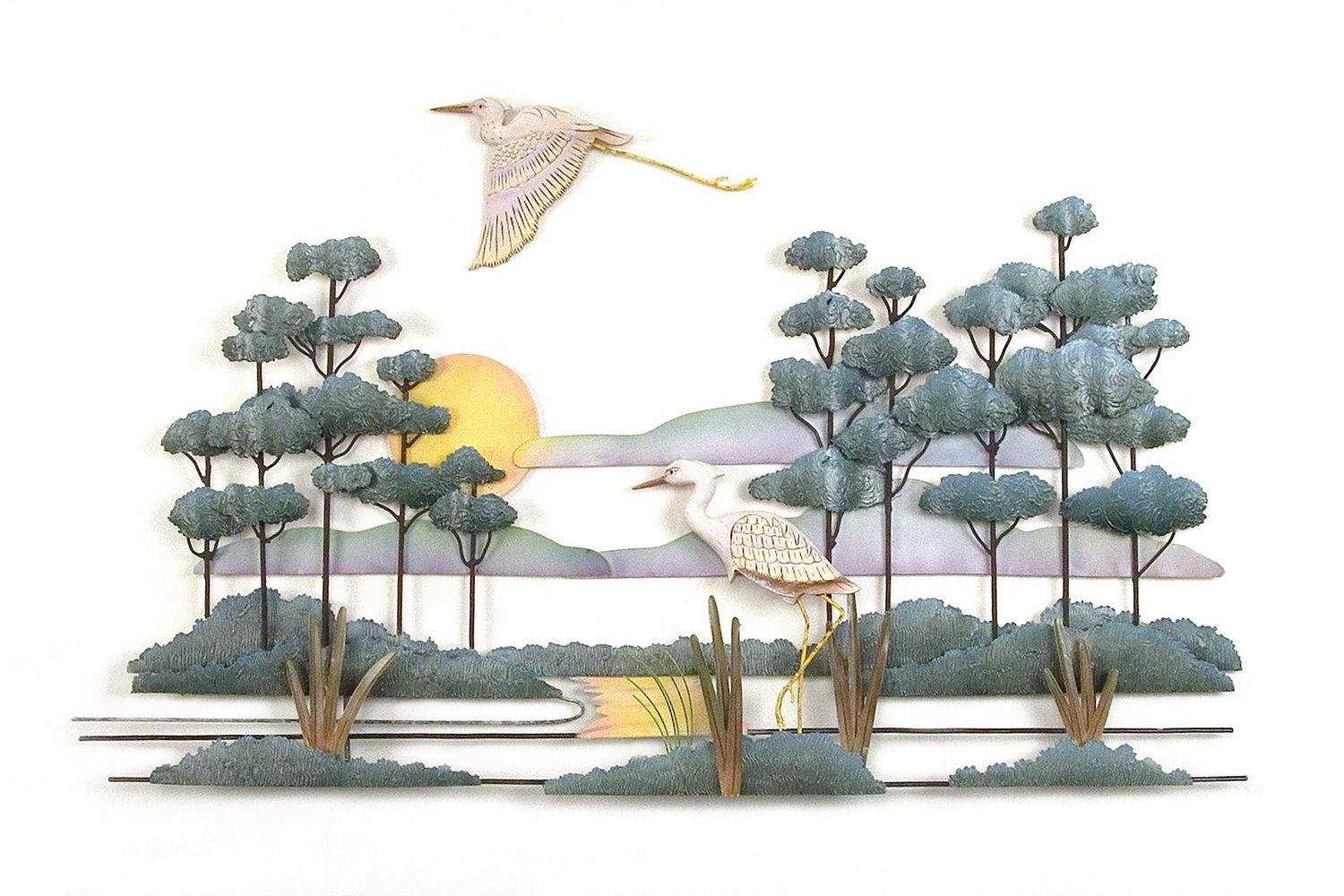 SAVANNAH SCENE HERONS METAL WALL SCULPTURE CW503