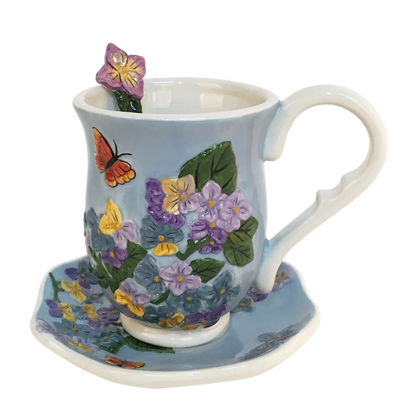 HYDRANGEA TEACUP, SAUCER AND SPOON SET