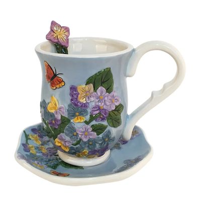 HYDRANGEA TEACUP, SAUCER AND SPOON SET