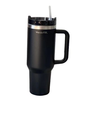 Handled Tumbler Black with Silver - 40 oz