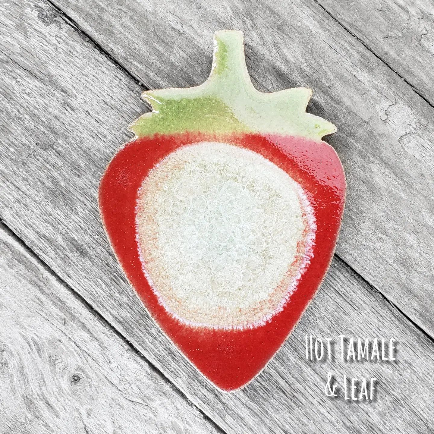 Strawberry Trivet in Hot Tamale Geode &amp; Leaf Finish