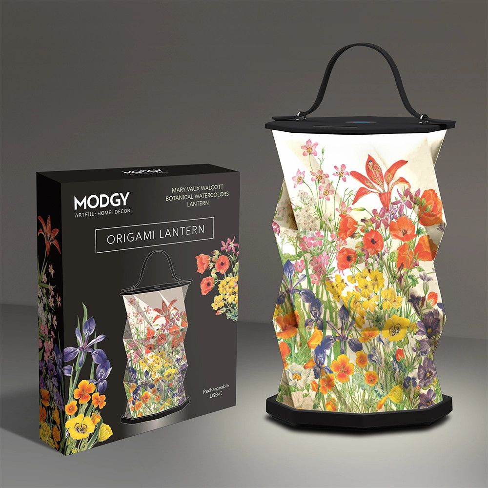 Modgy Mary Vaux Walcott Botanical Watercolor Origami Lantern