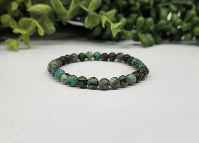 African Turquoise Stretchable Bracelet 6mm Beads-7.5&quot; Long