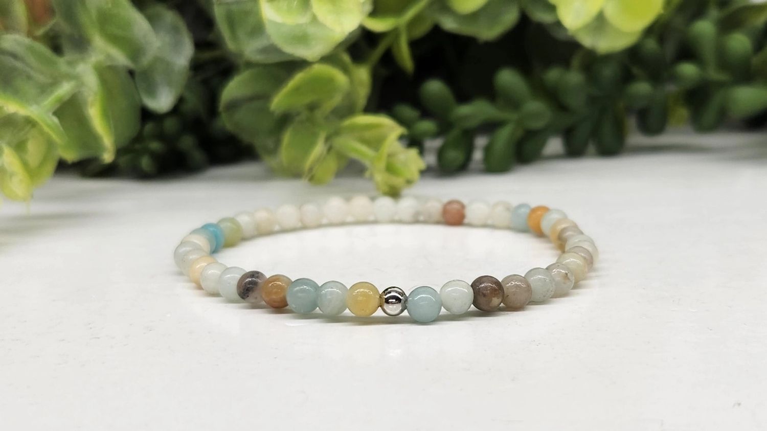 Amazonite Gemstone Stretchable Bracelet 4MM beads-7.5&quot; Long