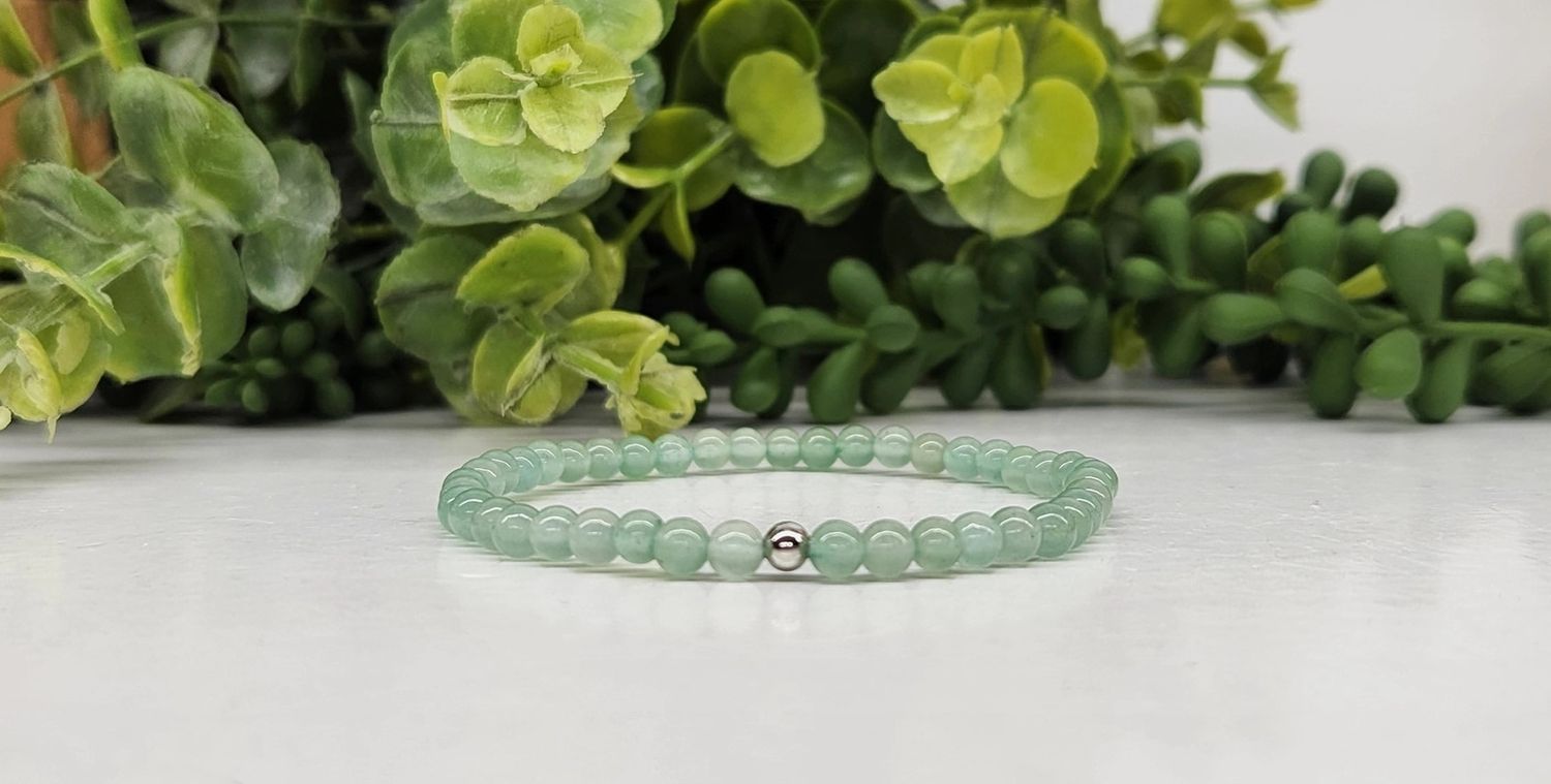 Green Aventurine Stretchable Bracelet 4MM Beads- 7.5&quot; Long