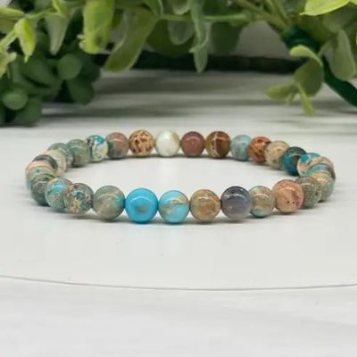 Imperial Jasper (Ocean Blue) Stretchable Bracelet 6mm Beads