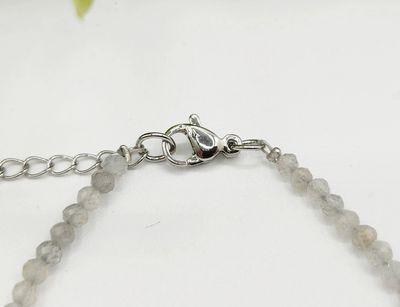 Labradorite Bracelet Faceted 3MM w/Silver Color Clasp