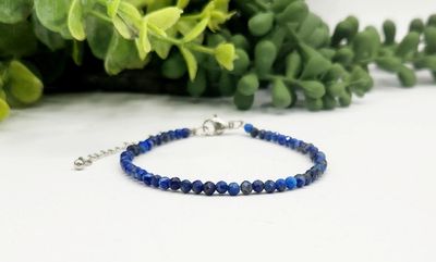 Lapis Lazulli Bracelet Faceted 3MM w/Silver Color Clasp