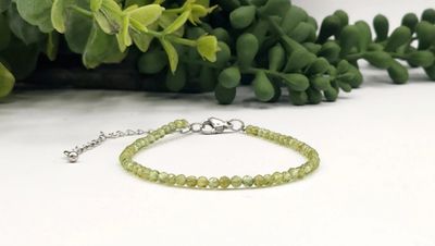 Peridot Bracelet Faceted 3MM w/Silver Color Clasp