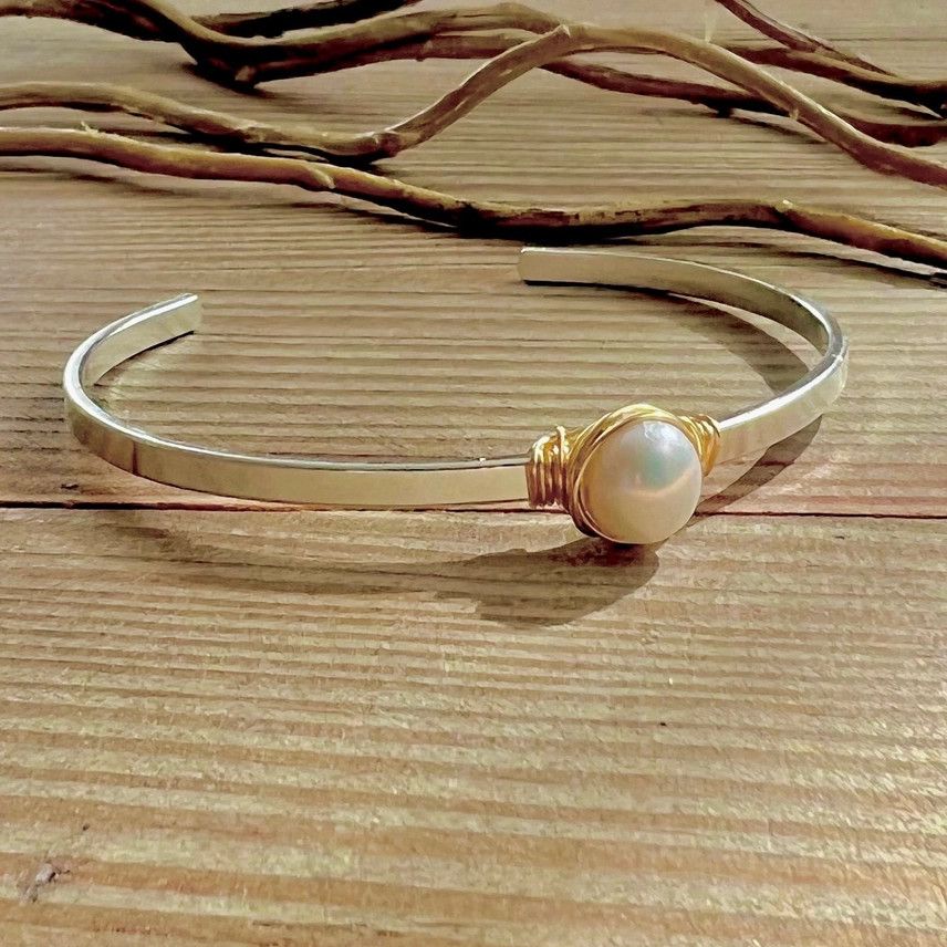 Fangirling freshwater pearl cuff bracelet