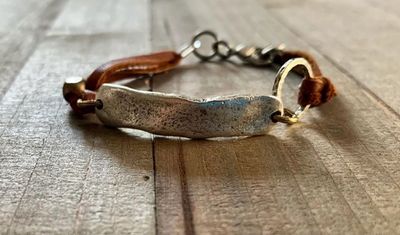 In My Feelings boho link leather bracelet - Large