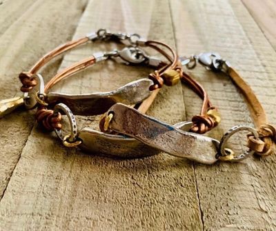 In My Feelings boho link leather bracelet - Large