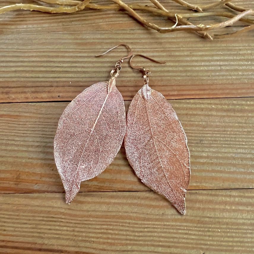 Snap To It copper leaf statement earrings