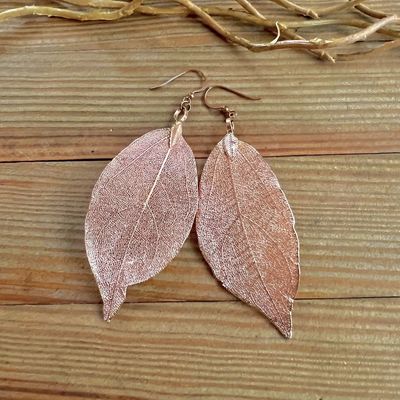 Snap To It copper leaf statement earrings