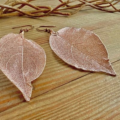 Snap To It copper leaf statement earrings
