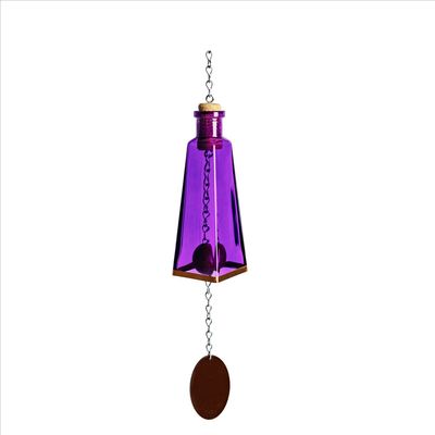 Glass Wind Chimes Made From Pyramid Shaped Bottles - Purple