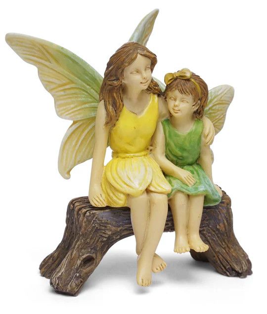 MG306 SISTERS ON BENCH FAIRIES
