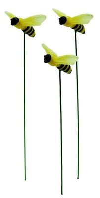 MG389 S/3 GLOWING BUMBLE BEES FOR FAIRY GARDEN