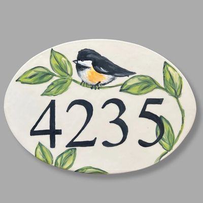 CUSTOM ADDRESS TILE - CHICKADEE OVAL