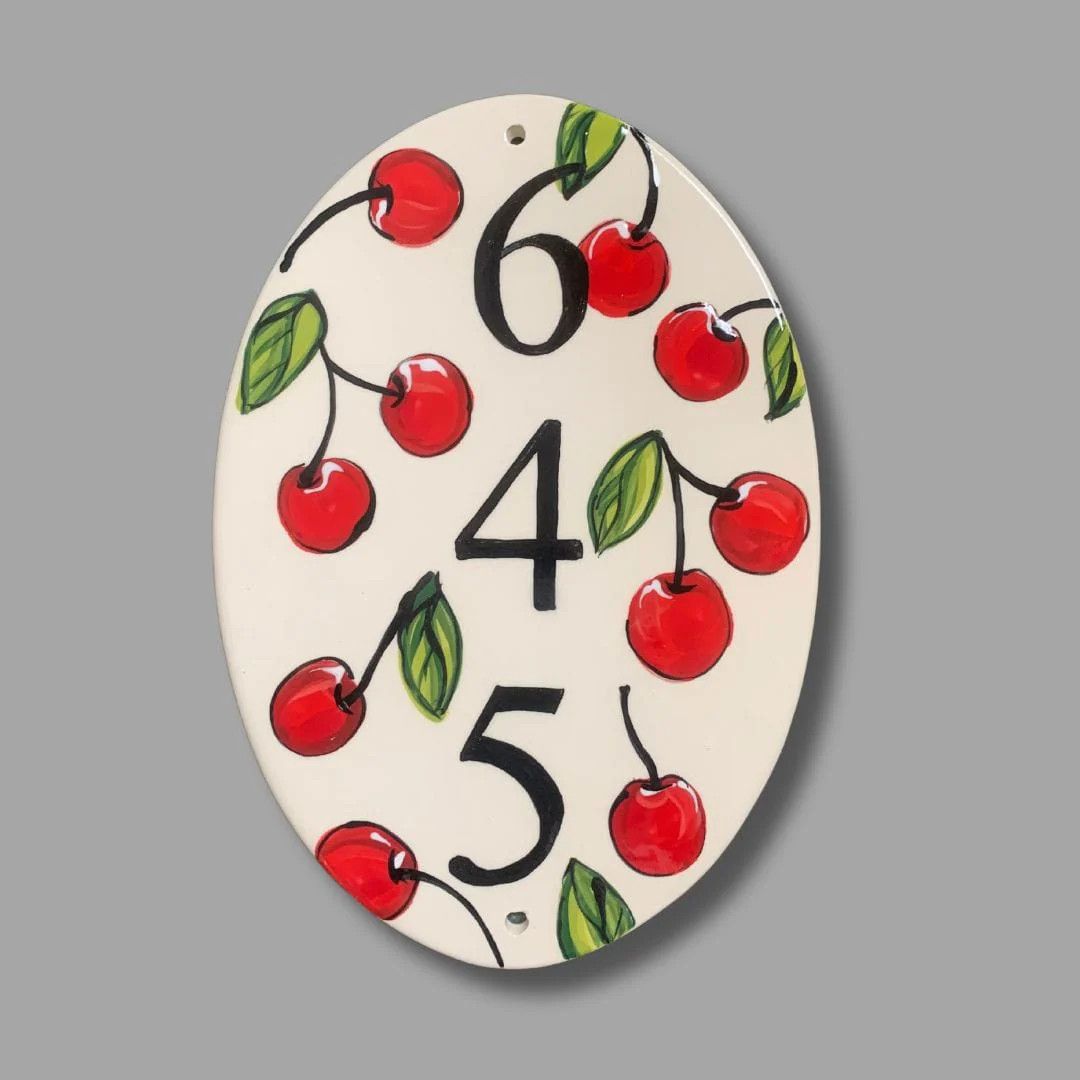 CUSTOM ADDRESS TILE - OVAL CHERRY