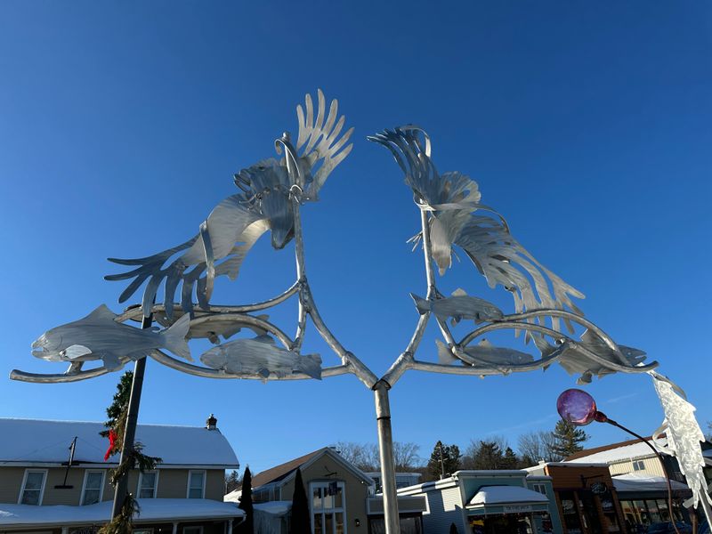 DOUBLE EAGLE WINDSCULPTURE STAINLESS STEEL
